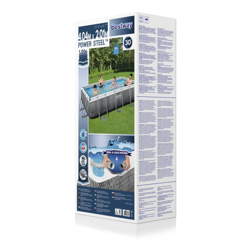 Power Steel 404x201x100 Imitacija ratana 13x6FT BESTWAY 6in1 Rack Pool + črpalka + lestev