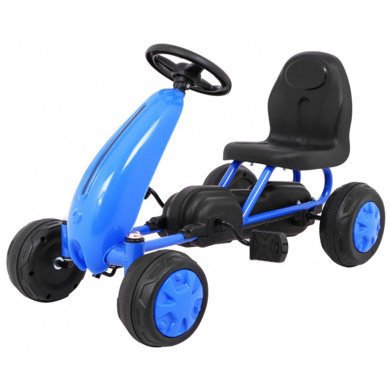 Prva pedalna karting za mladino Modra + Verižni pogon + Gumijasta kolesa