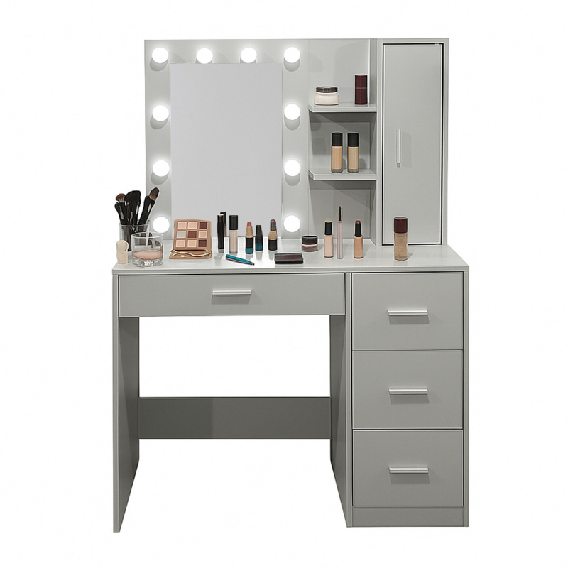 Aga Toaletna miza z ogledalom in osvetlitvijo Siva