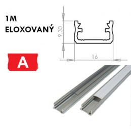 Aluminijasti profil za LED trakove A Površinski 1m ELOKSIRAN