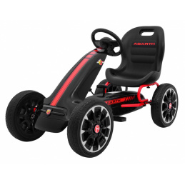 ABARTH otroški pedalni gokart črn + EVA kolesa + ročna zavora + prosti tek