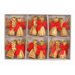 Slamnati božični angelčki za obešanje med prazniki