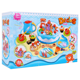 Komplet za zabavo za otroke 3+ moder Torta + sladkarije + interaktivna sveča + dodatki 80 el.