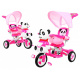 otroško trikolesno kolo Panda Pink + zvoki + streha + ograja + naslon za noge + ročaj + sani + prostor za shranjevanje