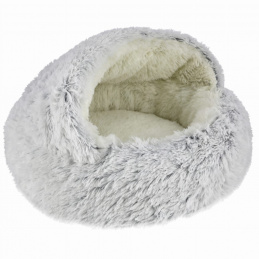 Okrogla postelja tulitorba, siva - 60x60