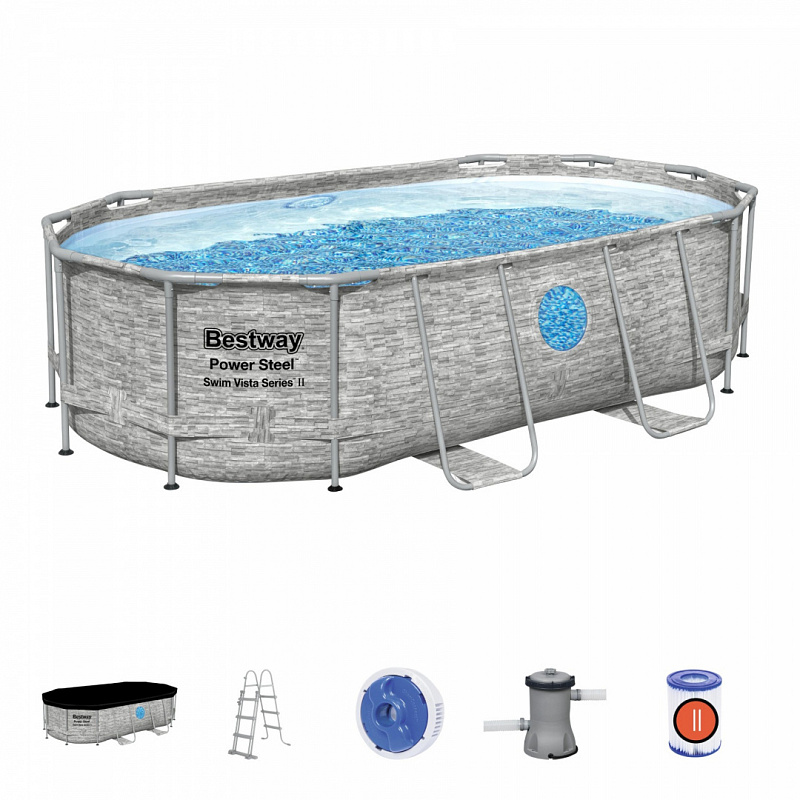 BESTWAY Power Steel Swim Vista bazen z oknom 427x250x100 14x8FT 7v1