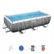 Power Steel 404x201x100 Imitacija ratana 13x6FT BESTWAY 6in1 Rack Pool + črpalka + lestev