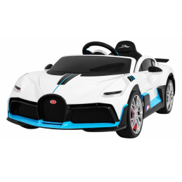 Bugatti Divo Otroški avto na baterije bel + daljinski upravljalnik + EVA + počasen zagon + LED MP3