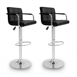 Aga 2x Barski stol s nasloni za roke Črna