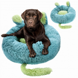 Okrogla, kosmata postelja za živali - 80x80 cm