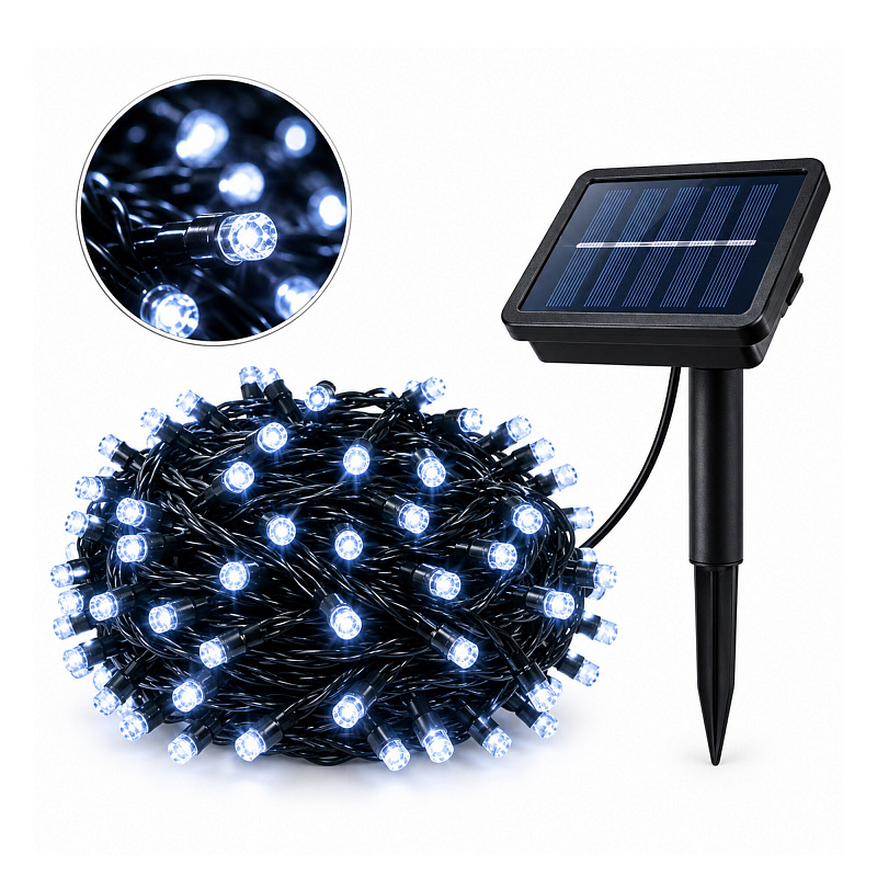 Aga Solarna svetlobna veriga 100 LED hladno bela