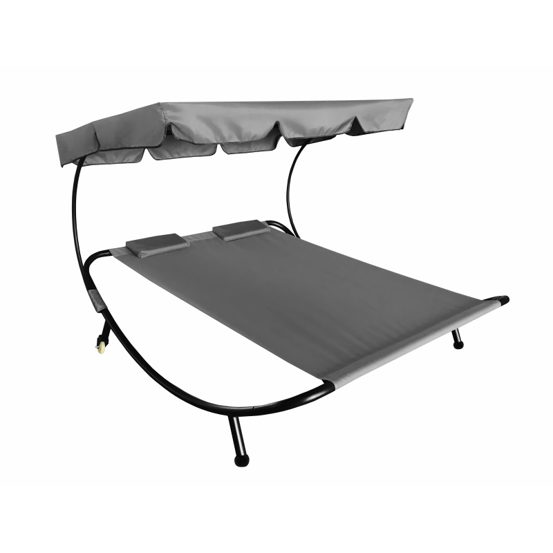 Aga Vrtni ležalnik za dve osebi s streho Siva
