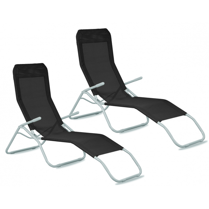 Aga 2x Vrtni ležalnik SIESTA Črna