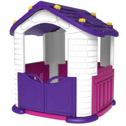 Otroška vrtna hišica 3 v 1 Vijolična + tobogan + vrt z ograjo