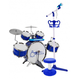 Glasbeni set Tolkala + Klaviatura + Mikrofon za otroke 3+ modri zvoki Luči