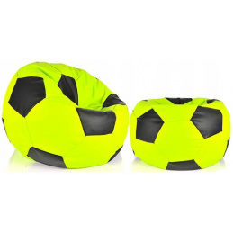 Aga Sedežna vreča BALL XXXL Črna - Svetlo zelena + podnožnik