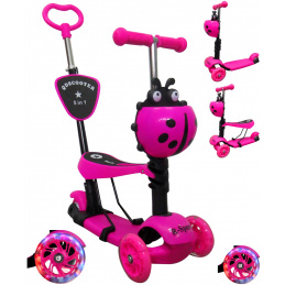 R-Sport Otroški trikolesni skiro H3 Roza 5v1 z LED kolesi