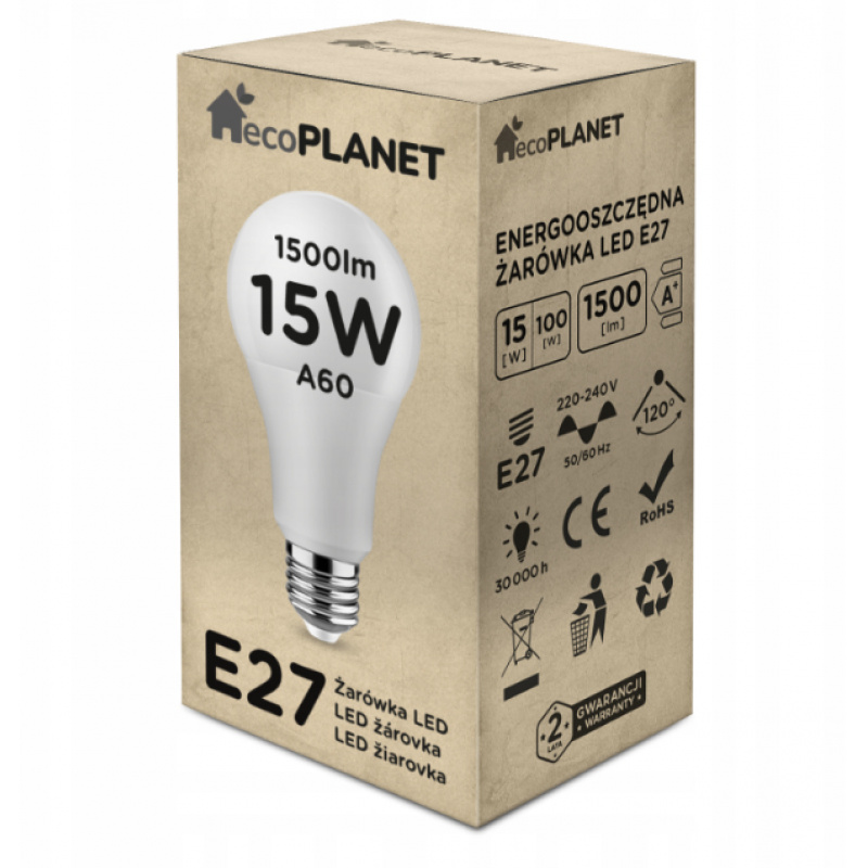 LED žarnica E27 A60 15W 1500lm - nevtralno bela
