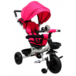 R-Sport Otroški tricikel z vodilno palico brez zavore T4, 360° vrtljiva kolesa Roza