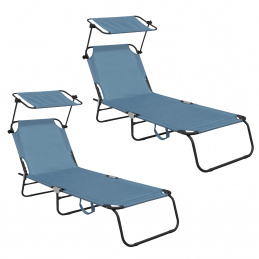 Aga 2x Vrtni ležalnik z nadstreškom Svetlo modra Aga 2x Vrtni ležalnik z nadstreškom Svetlo modra