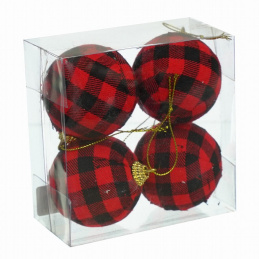 Set štirih karirastih božičnih okraskov za drevo