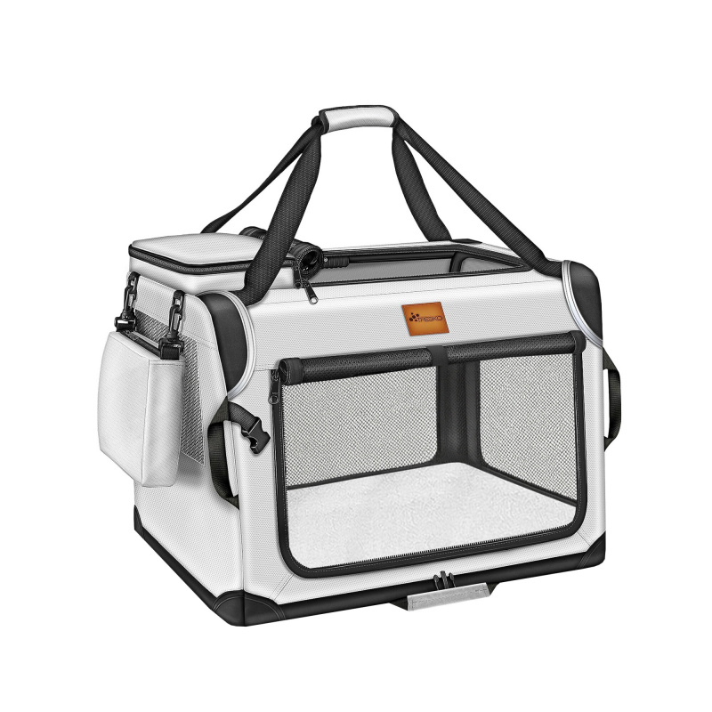 Tresko Prevozna škatla za pse in mačke 83x58x58 cm Svetlo siva
