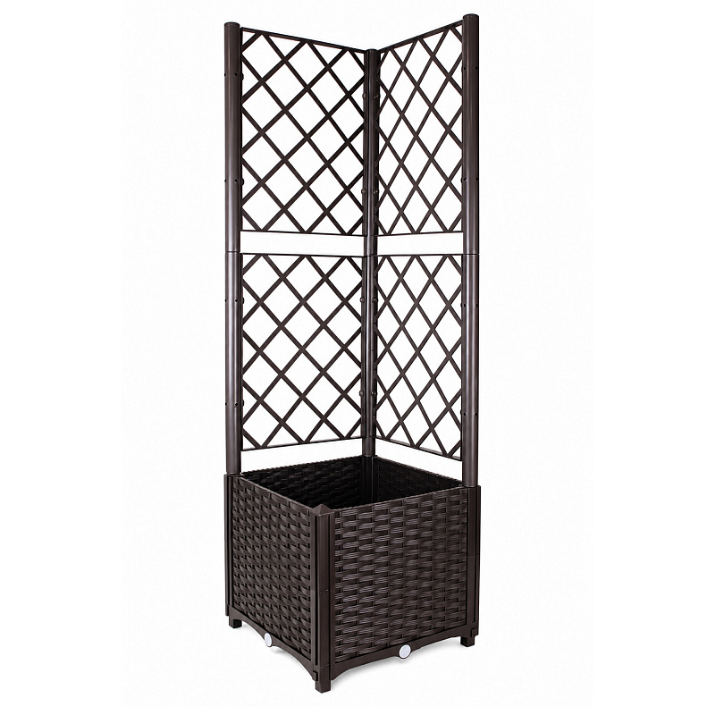 Aga Vrtni korito s trelišči 40x40x135 cm Temno rjavo