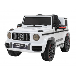 Mercedes AMG G63 za otroke bel + daljinski upravljalnik + MP3 LED + počasen zagon + EVA + pasovi