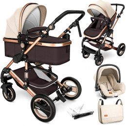 Kiduku Kombinirani voziček 3v1 Bež/Rjav