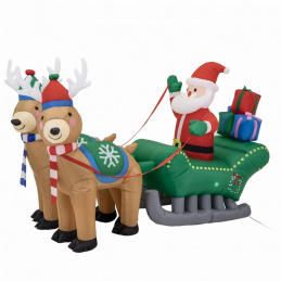 Napihljivi Božiček Božična Dekoracija Sanjke z Jelenčki