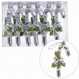 Srebrni božični okraski v obliki božičnih palic