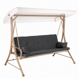 Vrtna gugalnica za 3 osebe s baldahinom - raztegljiva na ravno