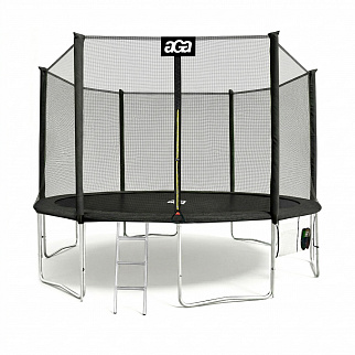 Aga SPORT PRO Trampolin 430 cm Črna + zaščitna mreža + lestev + žep za obutev