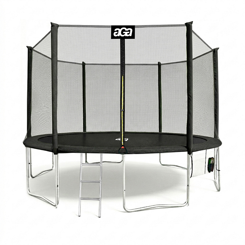 Aga SPORT PRO Trampolin 430 cm Črna + zaščitna mreža + lestev + žep za obutev