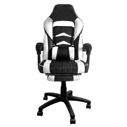 Aga Pisarniški stol Črno - Bela z oporo za noge