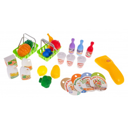 Jezdeči dinozaver + trgovina z živili 2v1 za otroke 3+ Figurice z živili + dodatki 55 el.