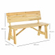 Aga Lesena vrtna klop 116x56x80 cm Naravna