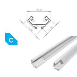 Aluminijasti profil za LED trakove C kotni lakiran beli 2m