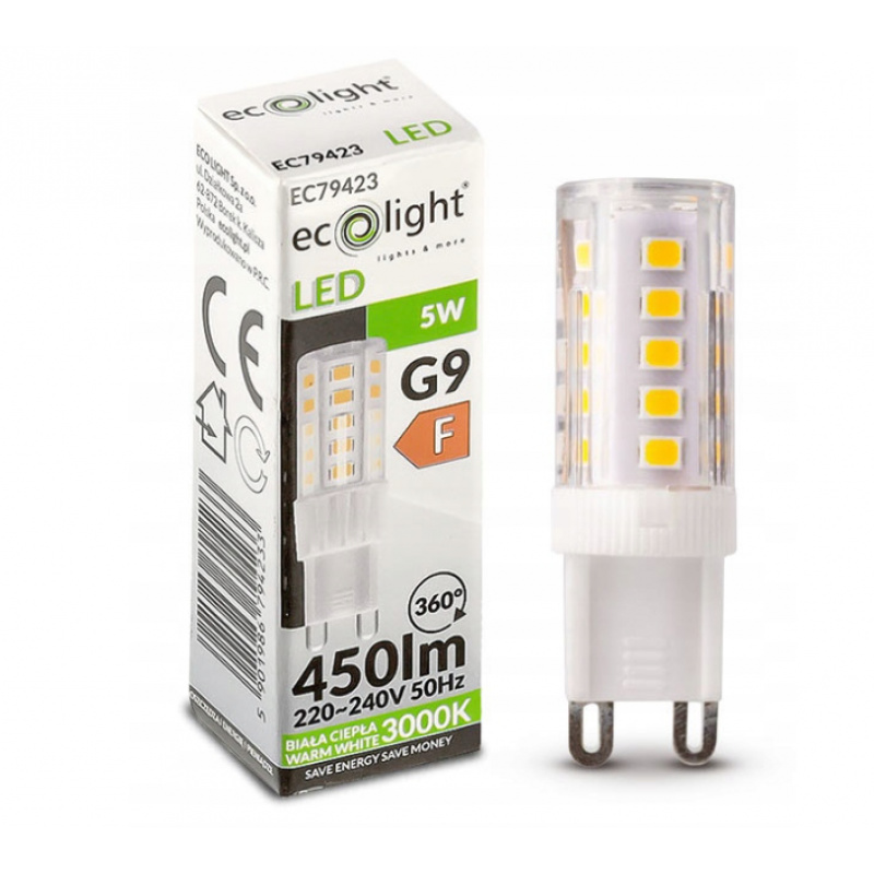 LED žarnica - G9 - 5W - 450lm - topla bela