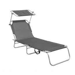 Aga Vrtni ležalnik z nastavljivim naslonjalom in streho Siva 2DAZ511 - II. Kakovost