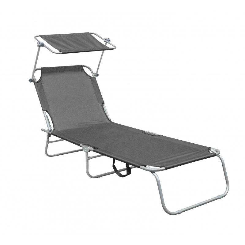 Aga Vrtni ležalnik z nastavljivim naslonjalom in streho Siva 2DAZ511 - II. Kakovost