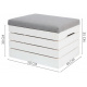 Lesena skrinja s oblazinjenim pokrovom 40 x 50 x 35 cm Sivo/Bela 15252