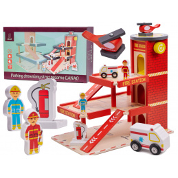 Aga Otroška lesena garaža GANAO - Gasilska brigada