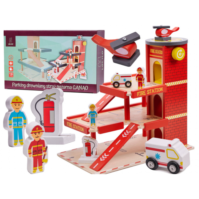 Aga Otroška lesena garaža GANAO - Gasilska brigada