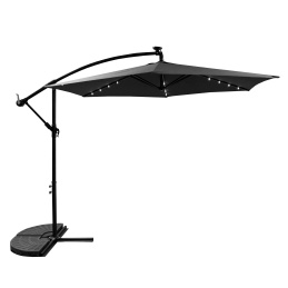 Aga Vrtni senčnik 300 cm Siv z LED osvetlitvijo