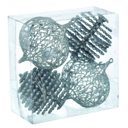 Set štirih srebrnih božičnih okraskov za drevo