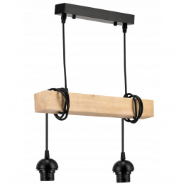 LED viseča stropna svetilka 2xE27 loft les, nastavljiva senčila