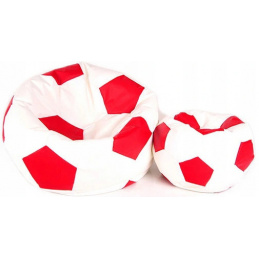 Aga Sedežna vreča BALL XXXL Rdeča - Bela + podnožnik