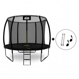 Aga SPORT EXCLUSIVE Trampolin 305 cm Črna + zaščitna mreža + lestev + sidrni set 2 kosa